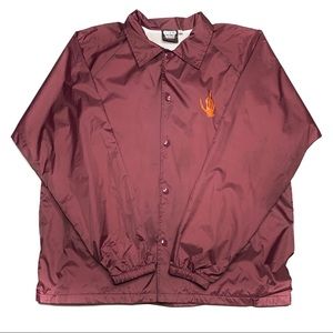 🟡🟣🟤Vintage Burgundy Button up Windbreaker XL